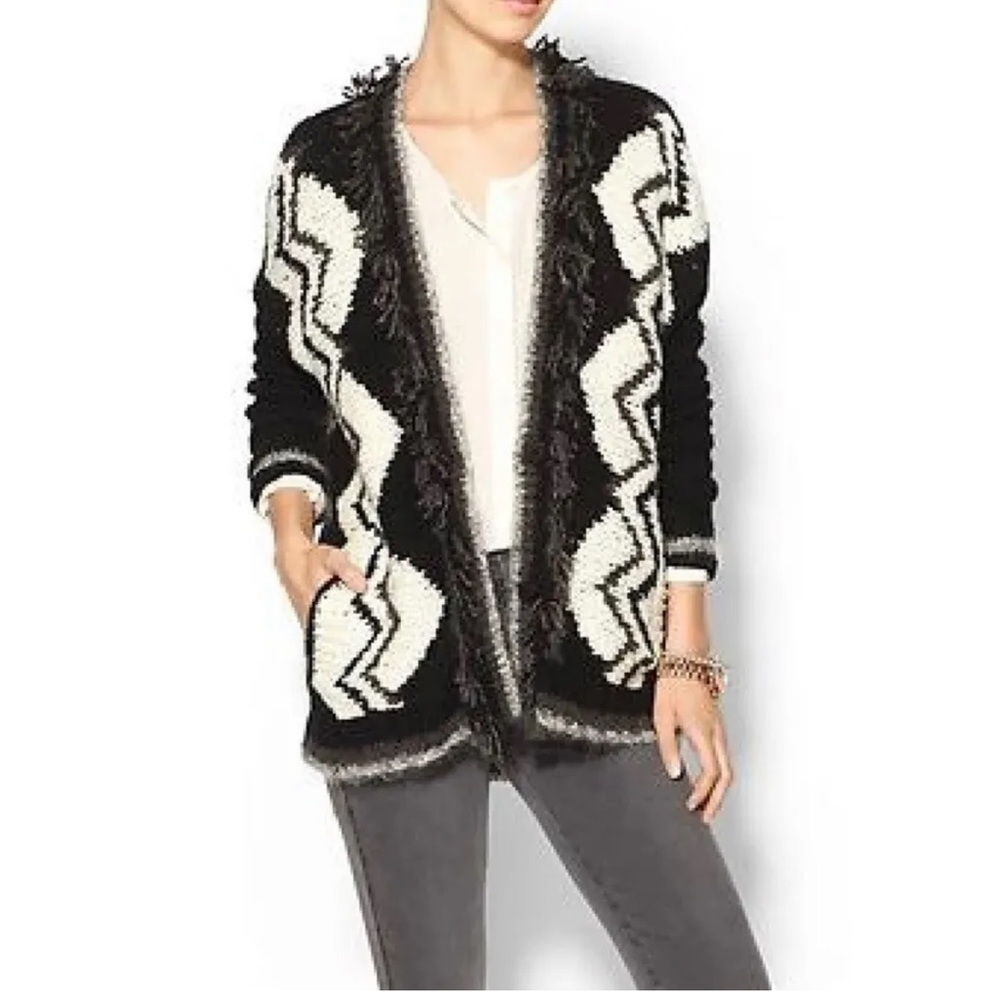 Velvet Graham And Spencer Chevron Fringe Cardigan